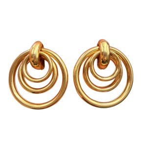 Aretes Aro Colgante Dorado