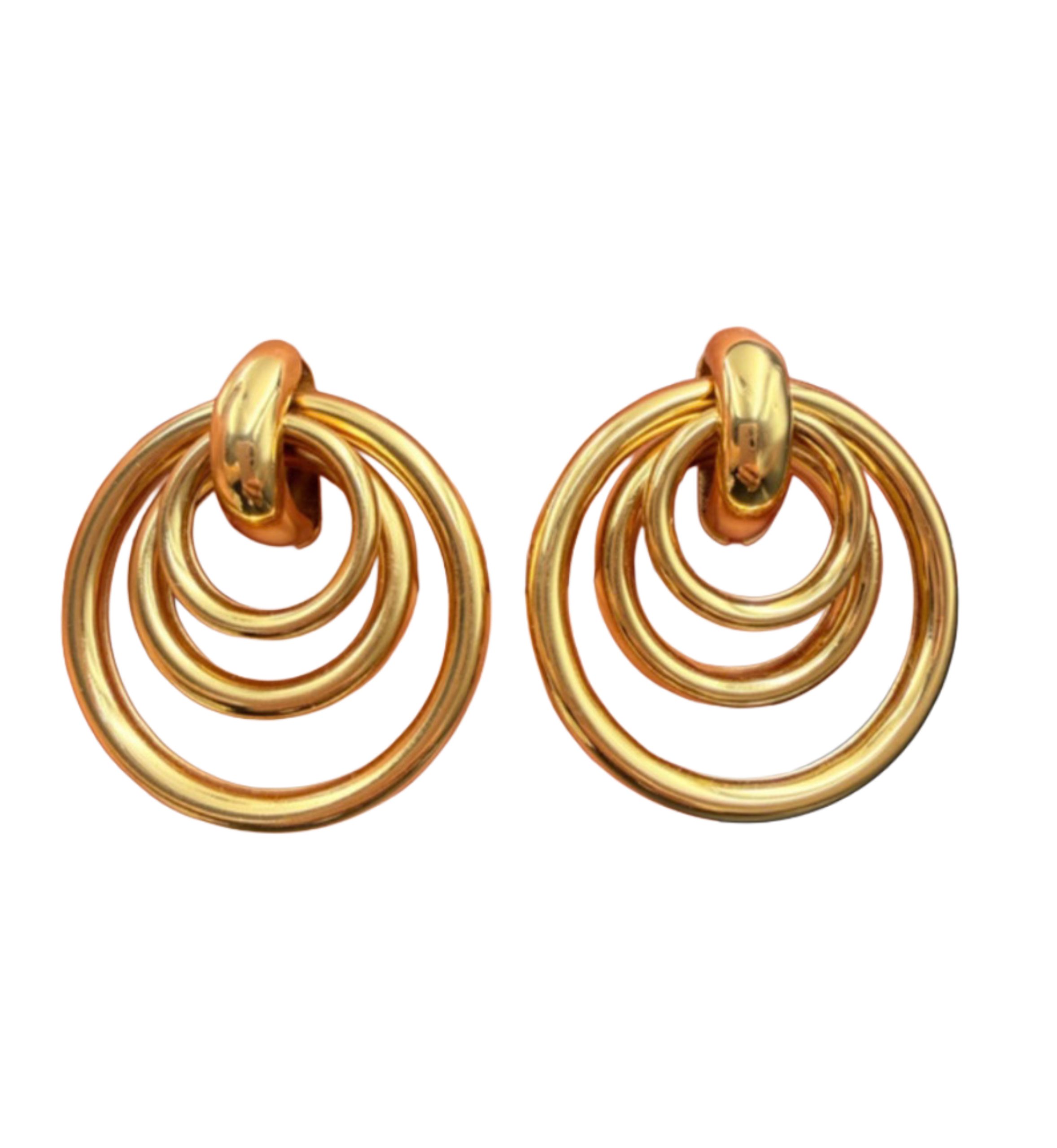 Aretes Aro Colgante Dorado
