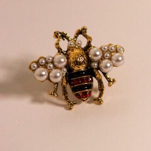 Anillo Abeja Perlas Vintage