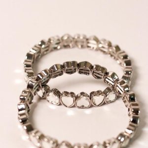 Pulsera Corazones Cristal Plateada